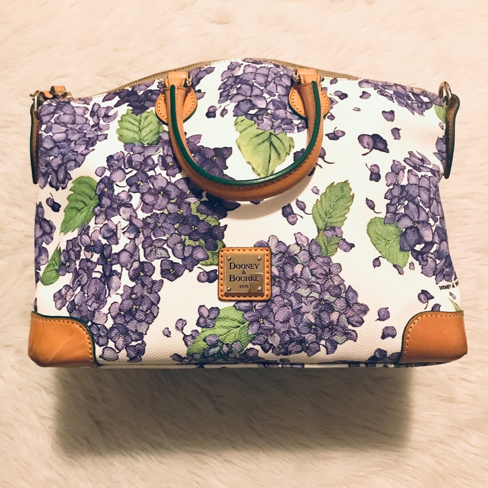Dooney & Burke Satchel Purple Hydrangea (rare)